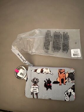 Vera Bradley Dog Print Zip Coin Purse - Light Gray with Multi Color Dogs